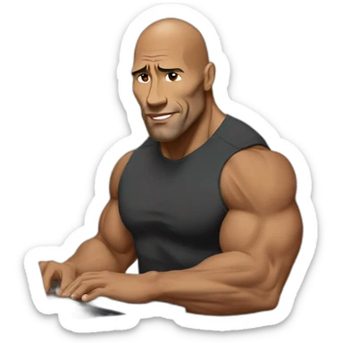 the rock working on macbook laptop sticker