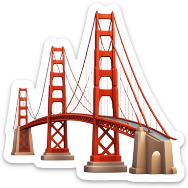 Cinematic Realistic Golden Gate Bridge Landmark Emoji, depicted with the iconic suspension bridge rendered with rich detail and vibrant, dynamic lighting. sticker