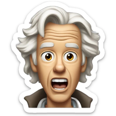 1955 Doc Brown from back to the future looking shocked and his mouth wide open. No eye-ware. sticker