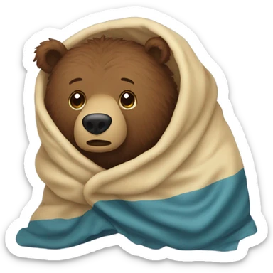 I want a emoji of a brown bear, adding under a blanket because he’s scared of something sticker