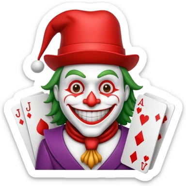poker card with a funny jolly joker inside the card (machine os icon) sticker