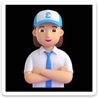 Show the young CEO in a casual cap and shirt in a modern meeting room, 3D emoji style. sticker