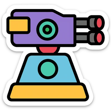 sci fi turret color outline icon sticker