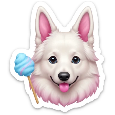 White belgian Shepard loves Cotton candy  in fall sticker