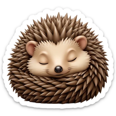 Sleeping baby hedgehog curled up sticker