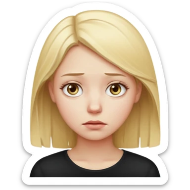 A young blond wowam having the blues sticker