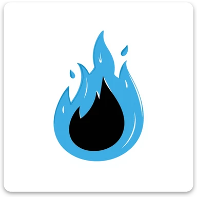 a flame in a spiral shape made from blue fire, hand drawn doodle style sticker