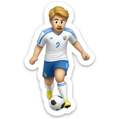 White European football player shooting the ball sticker
