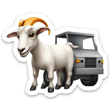 Goat with a cement mixer sticker
