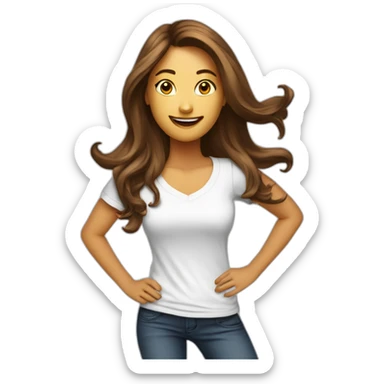 Woman with long hair dressing jens with DNX Solutions Tshirt dancing in high heels sticker