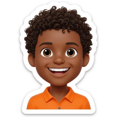 black boy curly hair orange shirt saying I love you sticker