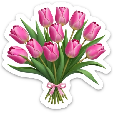 Pink tulip bouquet sticker