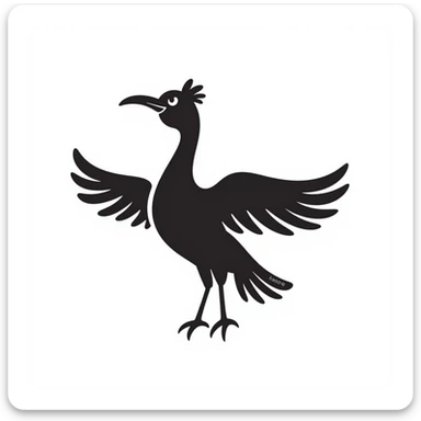 Hand-drawn liver bird, mythical bird symbol of Liverpool, cormorant-like bird with outstretched wings sticker