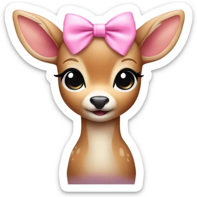 Cute baby deer wearing a pink bow sticker