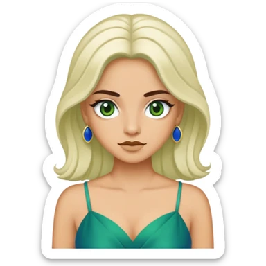 uma   garota      fofa    de     oculos  cabelo      loiro    olhos   verdes    e   vestido    azul    sticker