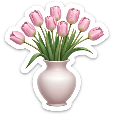 Light pink tulips in white vase sticker