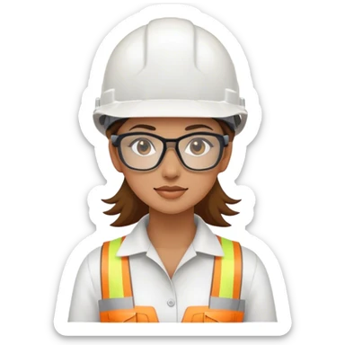 ingeniera mujer con casco blanco Y LENTE sticker