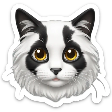 long hair black and white cat sticker