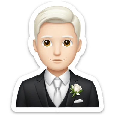 Man with wedding suit white sticker