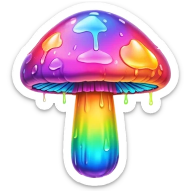  melting neon rainbow mushroom  sticker