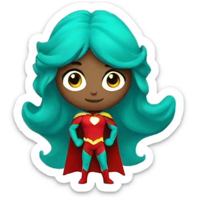 superhero standing with teal and red costume, gender neutral sticker