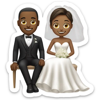 bride and groom sitting sticker