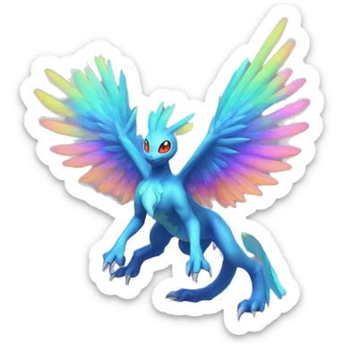 Colorful Celestial Neon Colors Vibrant Colors Flying Futuristic Fakémon-Legendary-Pokémon-Creature Full Body sticker