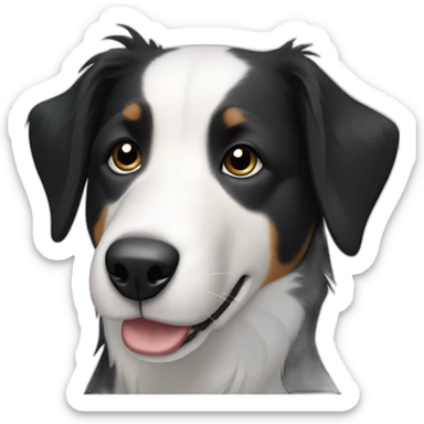 dog, short-hair, black-hair, white-chest, white-stripe-down-face, black-face, black-head, border-collie, mcnab sticker