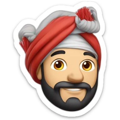 Homme avec un turbans sur la tête avec des grandes craies rouge dans les main avec les main en l'air sticker