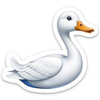 A cartoon jet airplane with a white goose neck and head extending from where the nose would be sticker