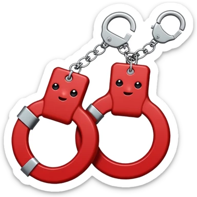 Fluffy sanguine-red handcuffs sticker