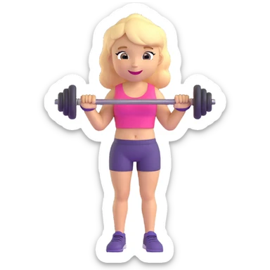 blondes Mädchen, das gerne ins Fitnessstudio geht, stark, sportlich, lächelnd, mit Hanteln oder Fitness-Accessoires sticker