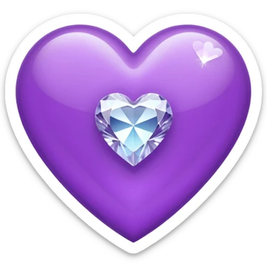 Heart purple with a diamond inside sticker