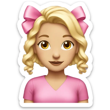 Blonde girl with pink bows in her hair  sticker