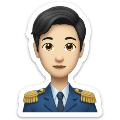 young asian deputy in blue suit and very short black hair sticker