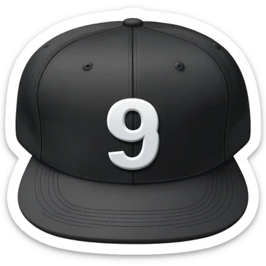 black cap with number “9” on it sticker
