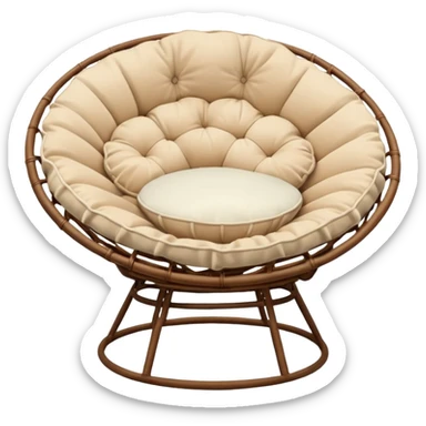 Light brown Papasan chair with cream cushion sticker