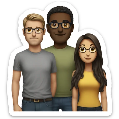 tall brunnete with glasses guy sticker