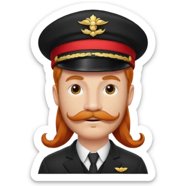 bellboy face long hair ginger bellboy red hat mustache sticker