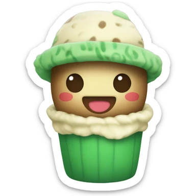 Cute green boba plushy with cream cap and brown straw sticker