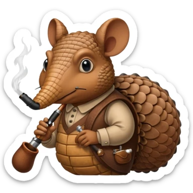 Armadillo smoking a pipe sticker