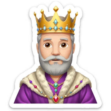 Bearded King, Old king with long gray beard and jeweled crown. sticker