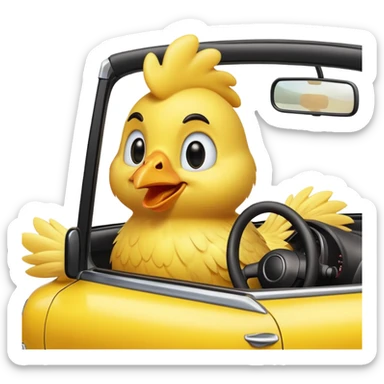 Easter chicken driving a car sticker