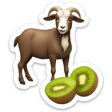 Brown goat with a kiwi sticker