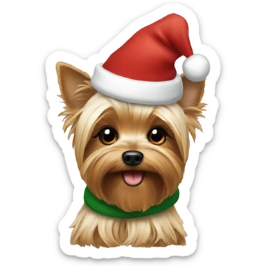 Yorkie wearing Santa hat and scarf sticker