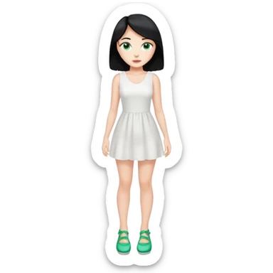 Prince, black hair, body, legst, blue eyes, woman blonde hair, green eyes, sexy white short sleveless dress, shoes sticker