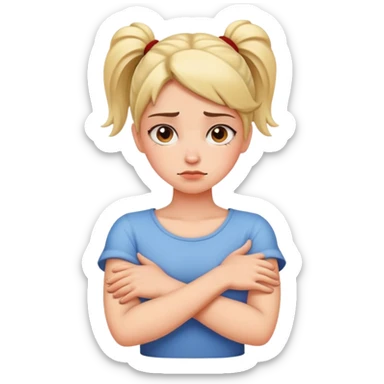 Arms crossed holding neck mad girl sticker