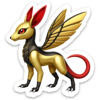 Shiny 4-legged Meloetta-Anubis-Salandit-Beedrill-fusion, full body sticker