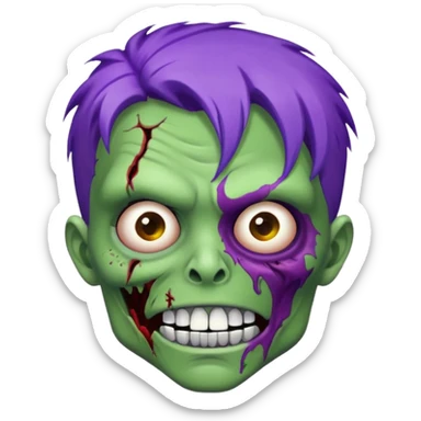 Zumbi verde com dentes prata e cabelo roxo sticker