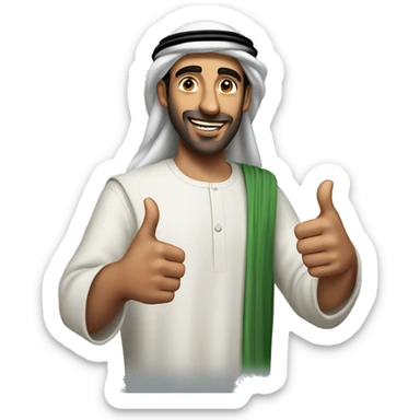 photorealistic Arab man shows thumbs up sticker